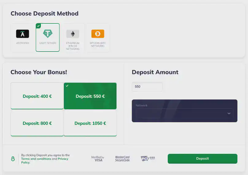 valor deposit